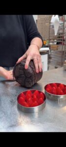 Strawberry cake with ice cream